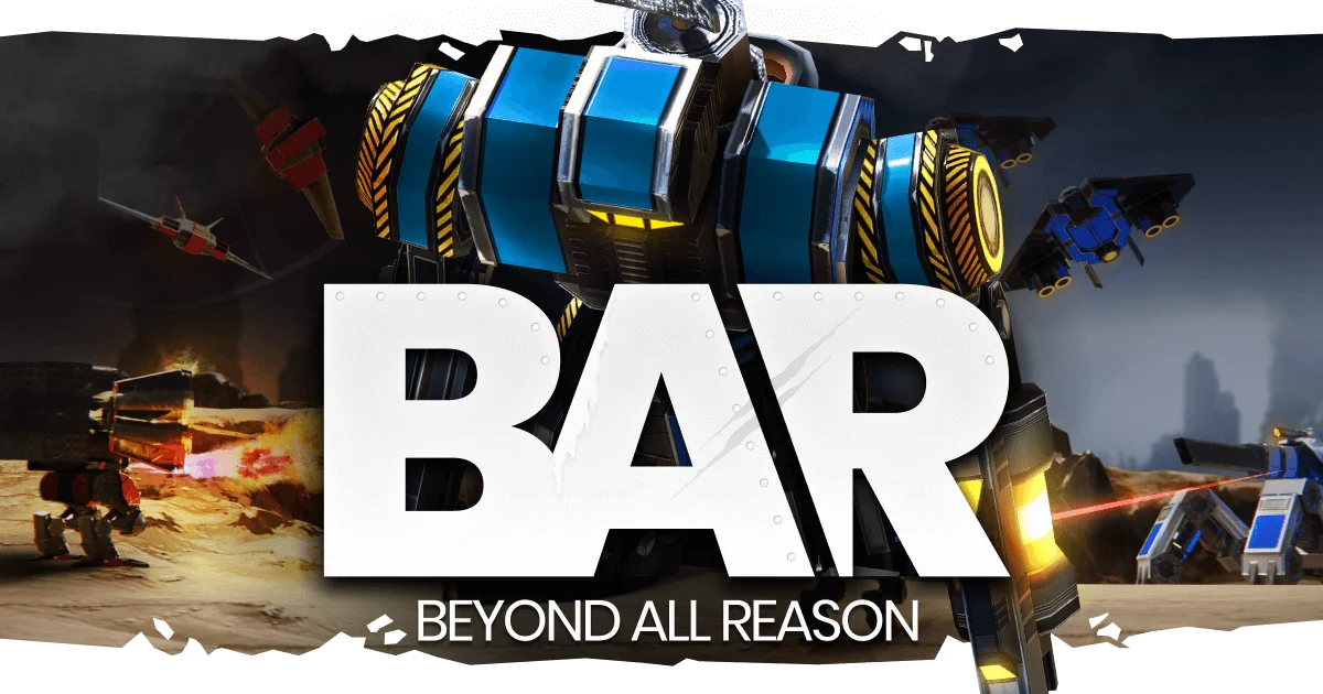 Beyond All Reason RTS game cover showing massive sci-fi battle with hundreds of units