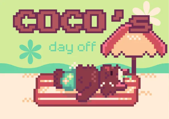 Coco's Day Off gameplay showing sand puzzle with shells and coral