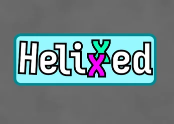 Helixxed roguelike brick-breaker game cover art showing mutated ball creature