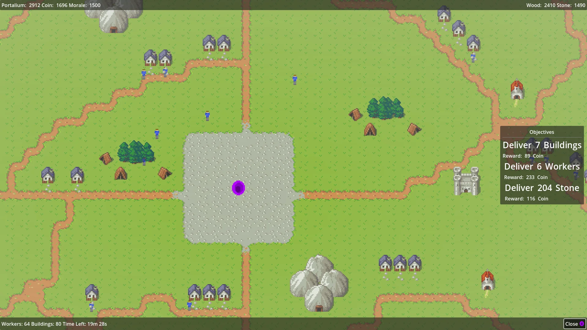 Villagers evacuating through the dimensional portal