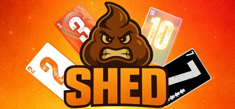 SHED card game cover showing a deck of cards with a competitive theme