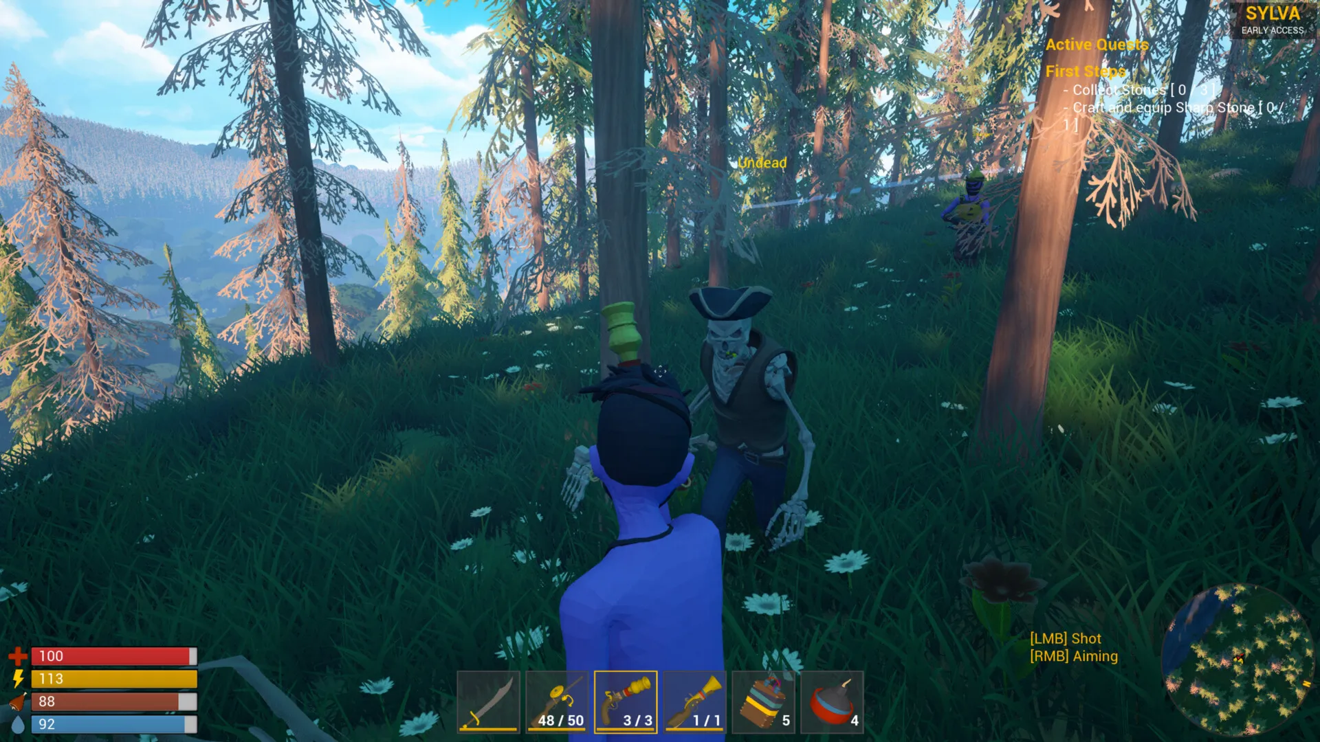 SYLVA base building with wooden structures and campfire