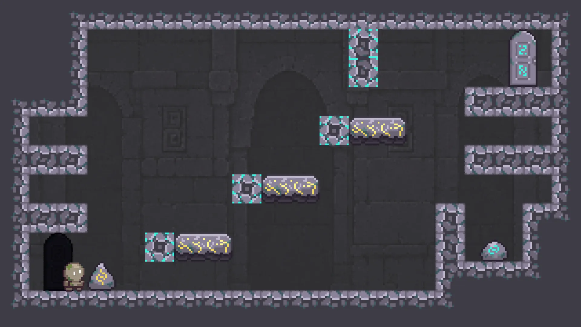 Where Stones Sleep level with multiple interactive elements on screen