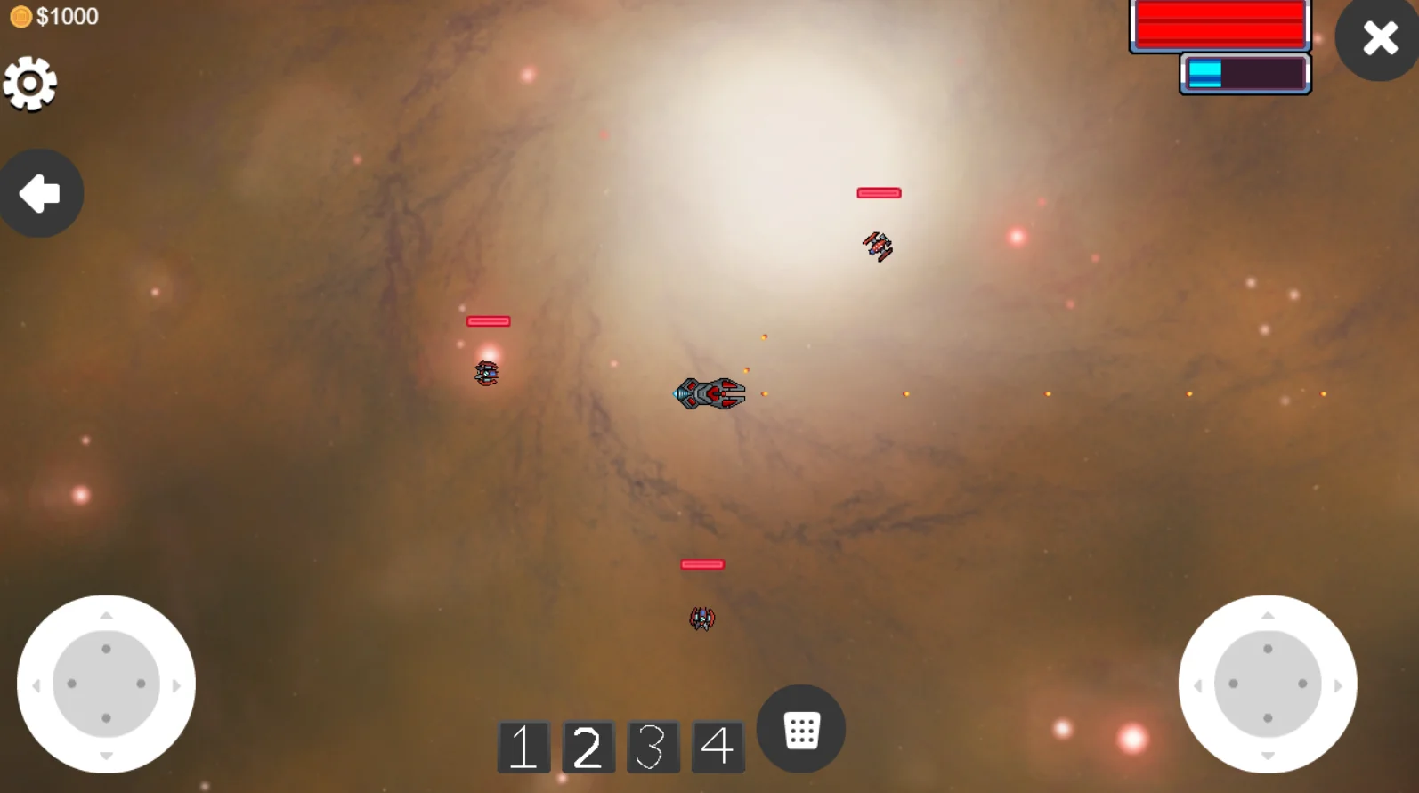 Zenith Axiom pixel-art space shooter title screen with ship and starfield